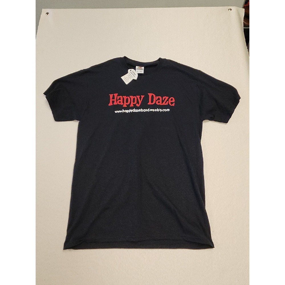 Men Happy Daze Band Short Sleeve Crew Neck T Shirt size Medium Black New